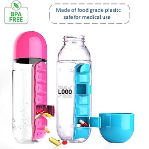 7 Day Pill Box Organizer Water Bottle