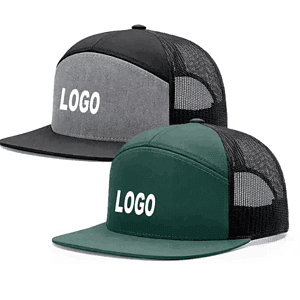 7-Panel Mesh Back Flat Bill Trucker Hat