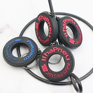Rubber Mini Racing Tyre Wheel Keychain