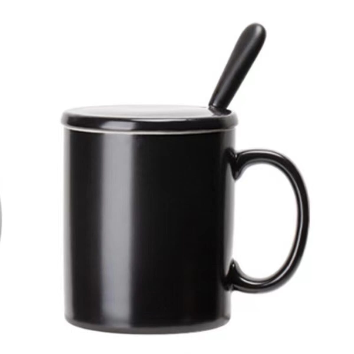 12 Oz Ceramic Tea Mug With Lid And Coffee Spoon