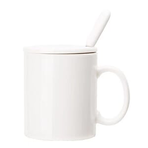 12 Oz Ceramic Tea Mug With Lid And Coffee Spoon