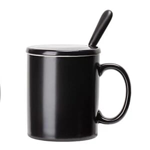 12 Oz Ceramic Tea Mug With Lid And Coffee Spoon