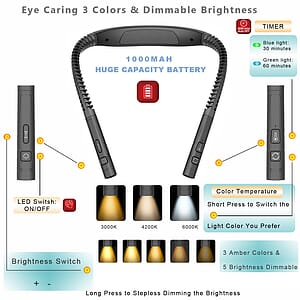 Free Adjustable LED Neck Reading Light with 3 Modes for Night Walking and Reading