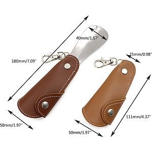 Metal Leather Shoehorn Keychain