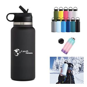 Flask Wide Mouth vacuum insulated stainless steel water bottle with leakproof closeable lid