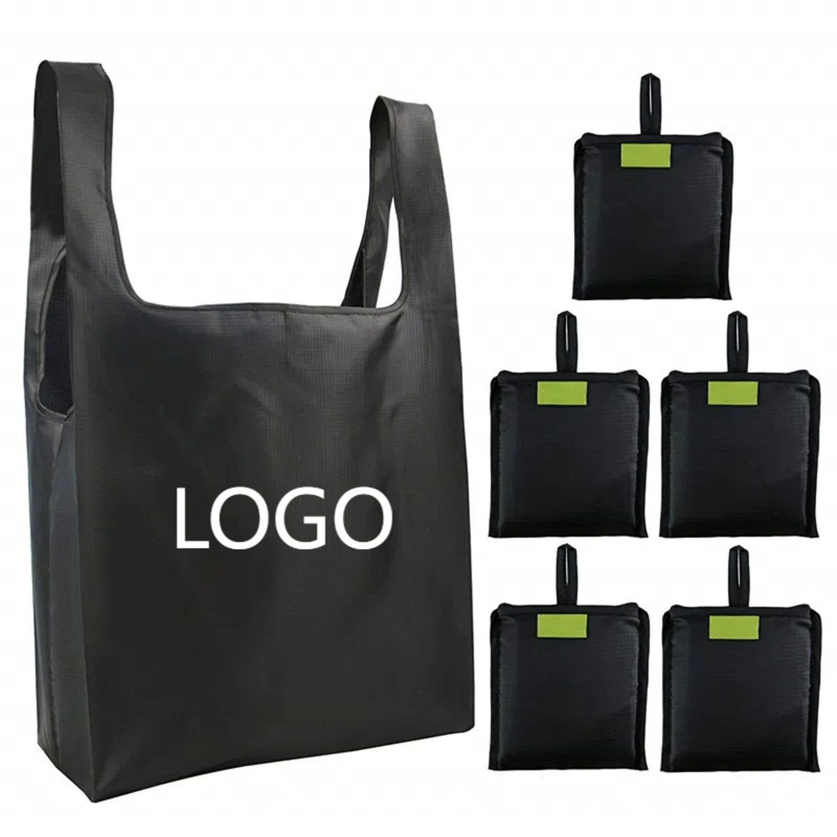 Reusable nylon foldable supermarket shopping bag wholesale custom eco friendly polyester folding bag