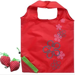Handbag Strawberry Foldable Shopping Bags Custom Reusable Folding Grocery Nylon Eco Tote Bag