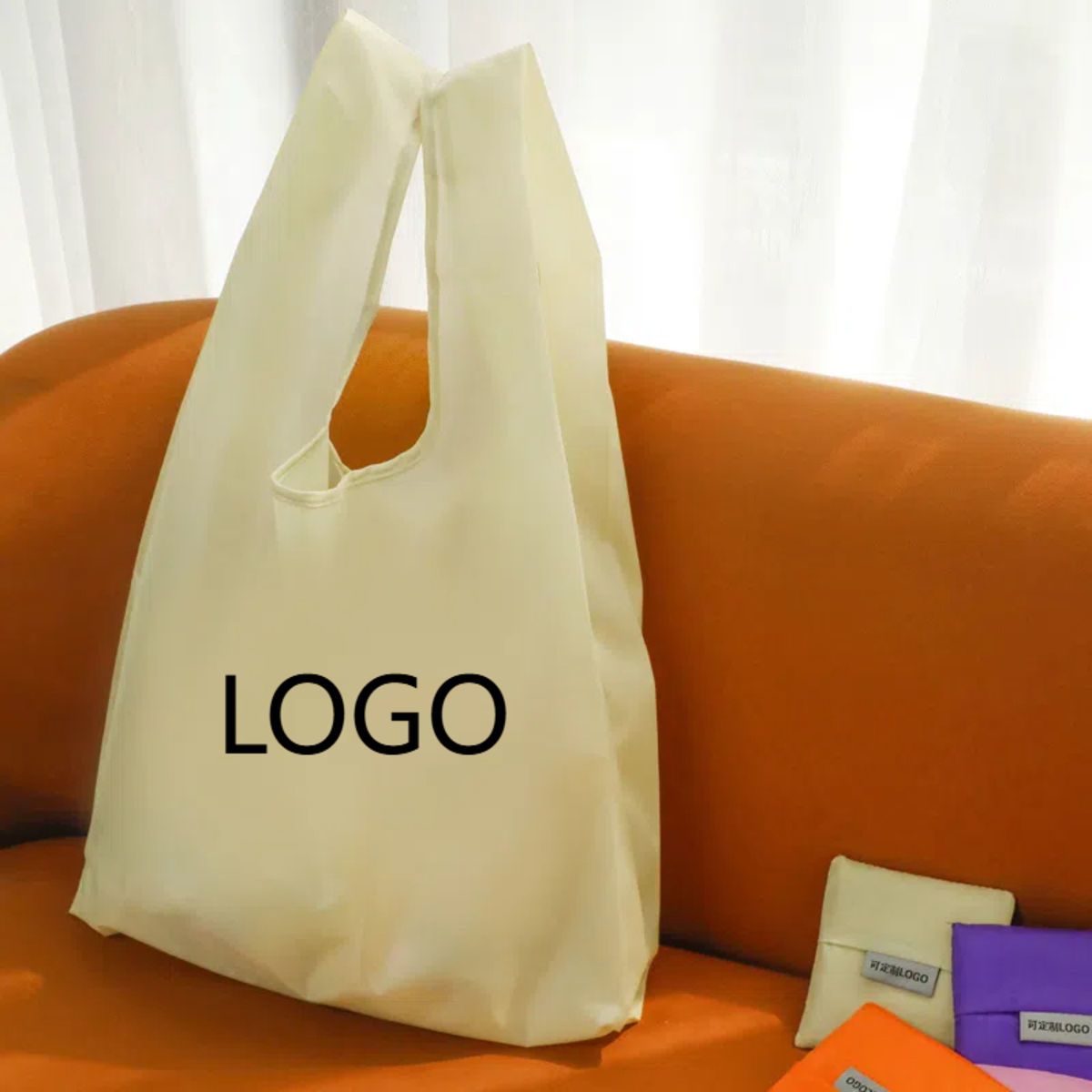 Custom Logo Recycled Polyester Foldable Reusable Shopping Bags