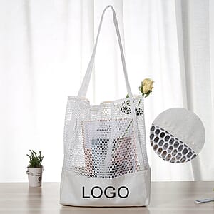 Canvas Shoulder Bag with Mesh Cloth
