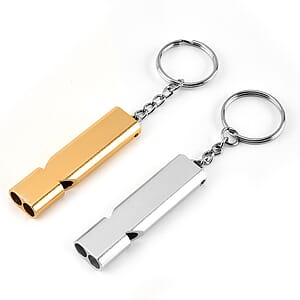 Double Tube Emergency/Survival Aluminum Whistle with Key Ring