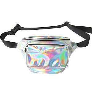 Clear Neon Vinyl Hologram Fanny Pack Belt Waist Bum Bag Laser Travel Beach Purse