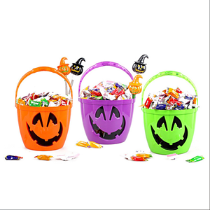 Halloween Plastic Candy Pumpkin Bucket With Flashlight