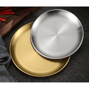 12" Stainless Steel Round Dishes Dinnerware Plate