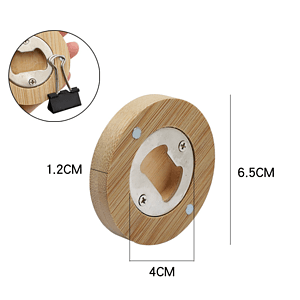 Round Wooden Magnet Bottle Opener