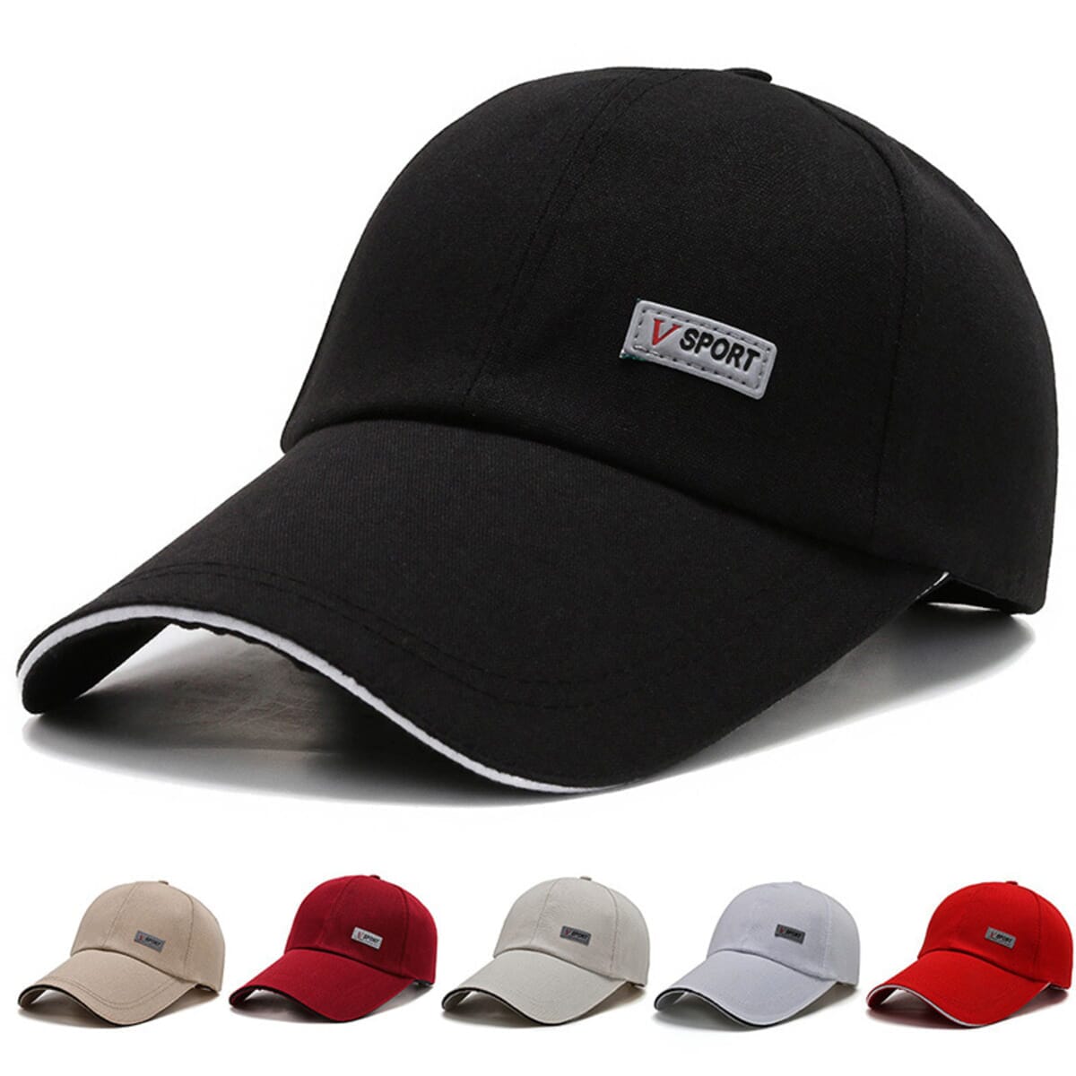 Embroidered Logo Wide-Brimmed Dome Baseball Cap