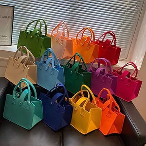 Felt PU Leather Tote Bag