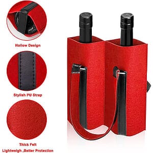 Felt 2-Bottle Wine Carrier Tote Gift Bag