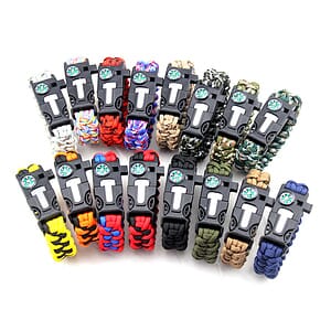 Survival Bracelet with Fire Starter / Whistle / Compass / Knife