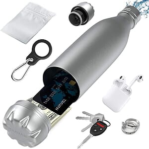 Stainless Steel Tumbler Water Bottle w/ Safe Bottom Storage