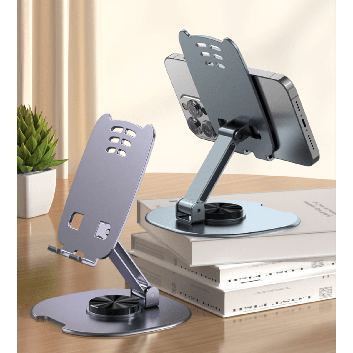 360 Rotating Metal Holder for Desk Phone Stand