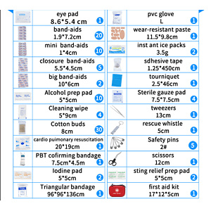 98 Pieces Portable Waterproof Eva First Aid Kit