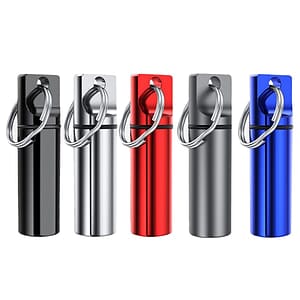 Alloy Mini Pill Organizer Case Keychain