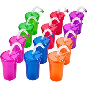 Plastic Kids Party Cups With Lids And Straws