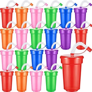 Plastic Kids Party Cups With Lids And Straws