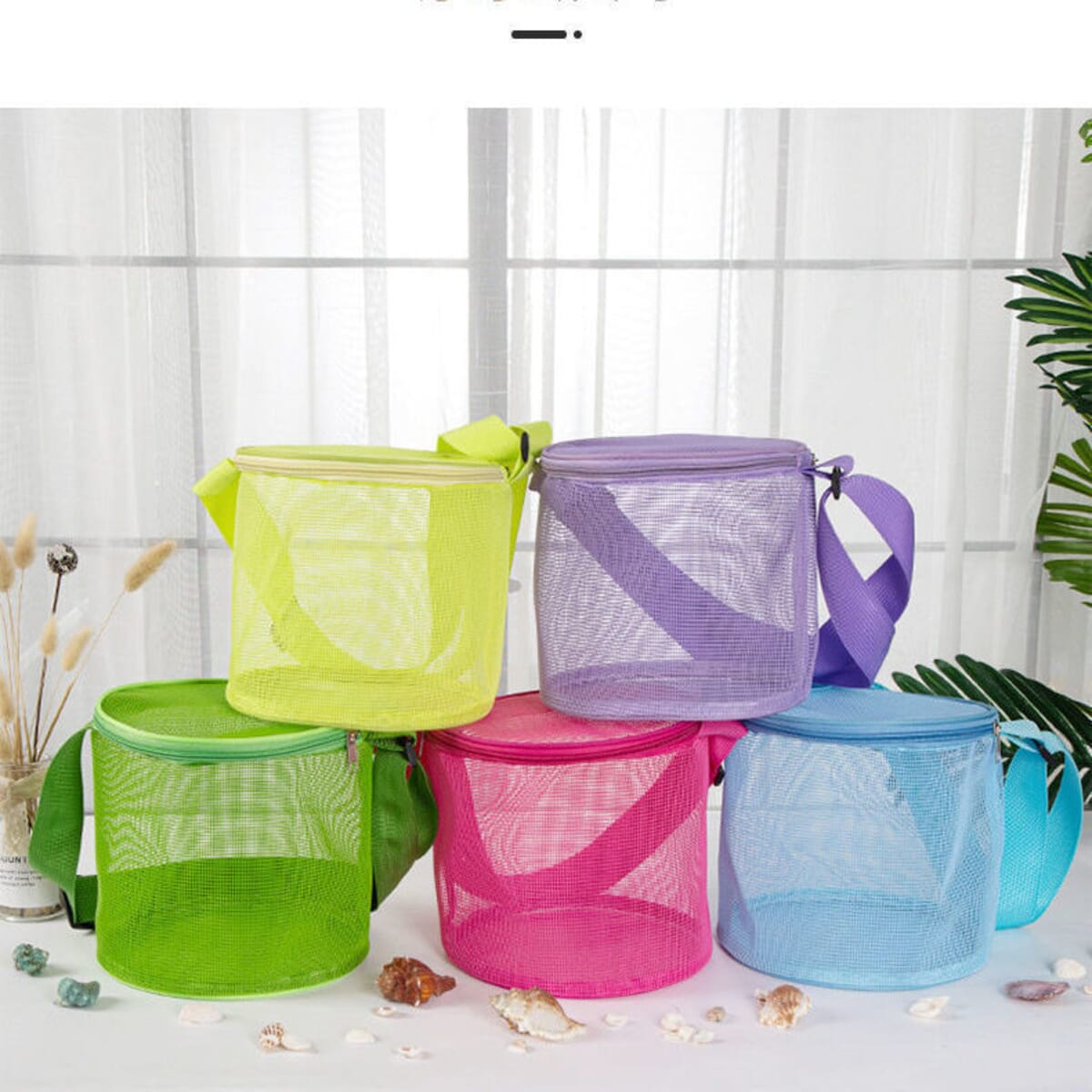 Cylindrical Mesh Tote Shell Bags