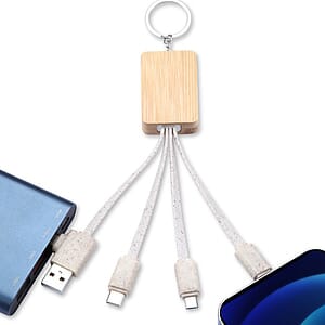 Charging Cables With Bamboo Phone Holder