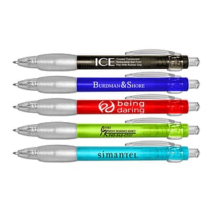 ICE - Frosted Translucent Retractable Ball Point Pen With Rubber Grip