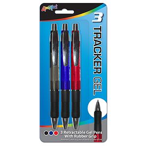 Set of 3 Tracker Gel Pens with Rubber Grip