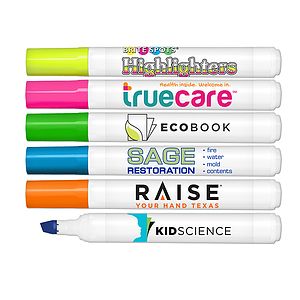 Brite Spots Fluorescent Highlighter - White Barrel - Full Color Decal - USA Union Made