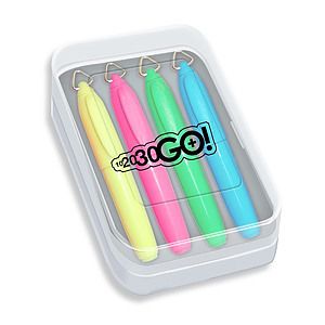 Four Pack of Mini Highlighters in Clear Plastic Case