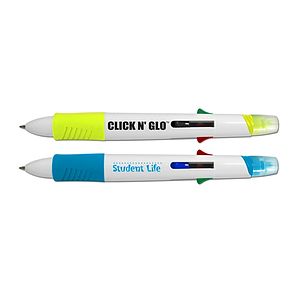 Click n Glo 5 in 1 Fluorescent Highlighter & 4 Color Ball Point Pen Combo
