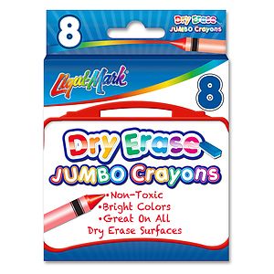 8 Pack Jumbo Dry Erase Crayons - Assorted Colors