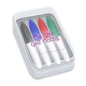 Four Pack of Mini Permanent Markers in Clear Plastic Case