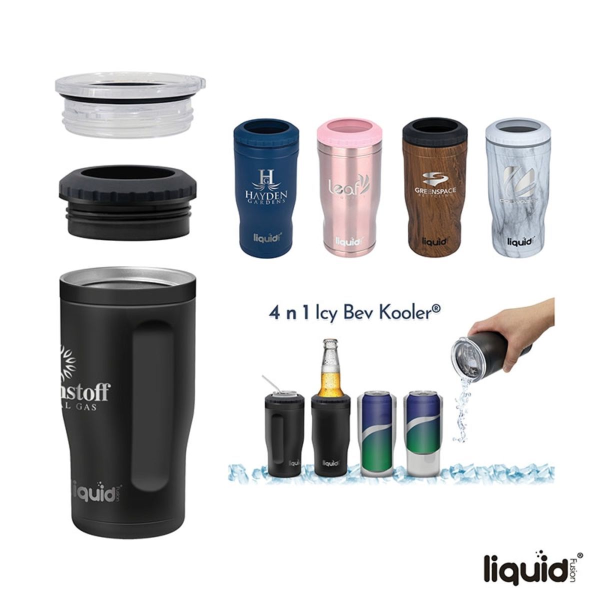 Liquid fusion icy bev kooler 4in1 double wall stainless steel can cooler tumbler Inkmule