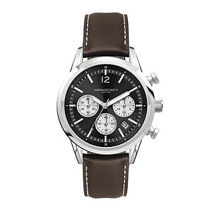 PromotionalWC3055 34MM STEEL SILVER CASE, CHRONOGRAPH MVMT, BLACK DIAL, DTE DISPLAY, LEATHER STRAP, FLAT MINERAL CRYST