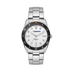  34MM, SILVER METAL CASE, BK BEZEL, 3-HAND MVT