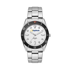  34MM, SILVER METAL CASE, BK BEZEL, 3-HAND MVT