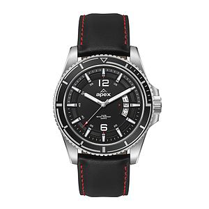WC5256 42.5MM STEEL SILVER CASE, 3 HAND MVMT, BLACK DIAL, DTE DISPLAY, BK ROTATING BEZEL, LEATHER STRAP, FL