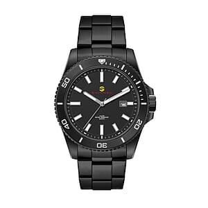 42.5MM,SS, SILVER CASE, BK BEZEL,  3-HAND MVT, DTE