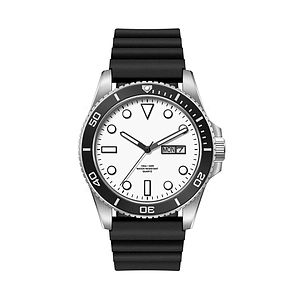 42.5MM, SS, SILVER CASE, BK BEZEL,  3-HAND MVT, DAY-DTE