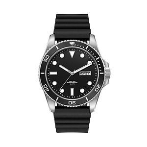 42.5MM, SS, SILVER CASE, BK BEZEL,  3-HAND MVT, DAY-DTE