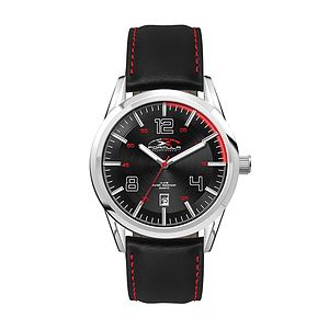 PromotionalWC6232 42MM STEEL SILVER CASE, 3 HAND MVMT, BLACK DIAL, DTE DISPLAY, LEATHER STRAP, FLAT MINERAL CRYSTAL, 1