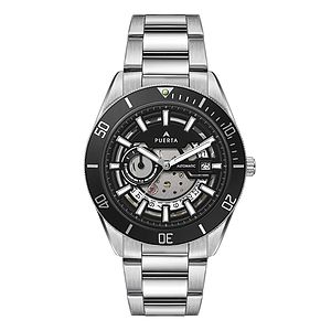 WC8240 42MM STEEL SILVER CASE, 3 HAND AUTOMATIC MVMT, SEE THROUGH DIAL, DTE DISPLAY, BK ROTATING BEZEL, S