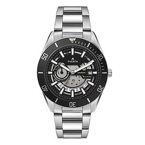 WC8240 42MM STEEL SILVER CASE, 3 HAND AUTOMATIC MVMT, SEE THROUGH DIAL, DTE DISPLAY, BK ROTATING BEZEL, S