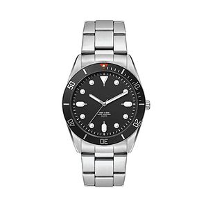 34MM, SILVER METAL CASE, BK BEZEL, 3-HAND MVT