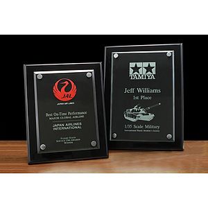 Black Piano Finished Plaque w/Beveled Glass Top (10"x13")